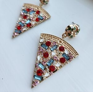 SOLD Large Supreme Pizza Slice Statement Earrings